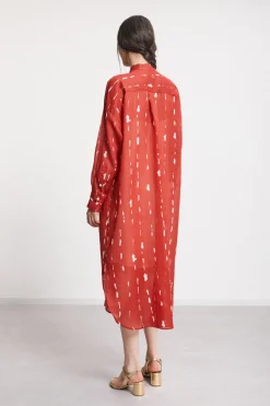 Bedrucktes Midikleid mit Stehkragen