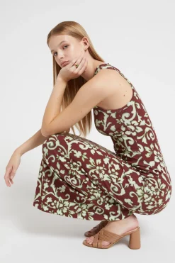 Langes Kleid aus bedrucktem Baumwolljersey